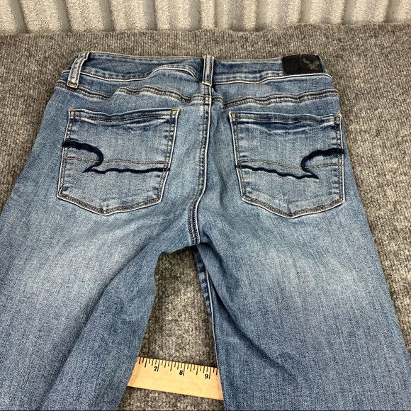 AE Super Skinny Stretch Jeans light wash distressed waist size 26 - Picture 11 of 13